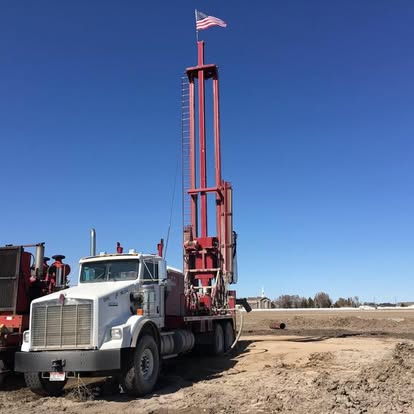 Iconic drilling rig with American flag